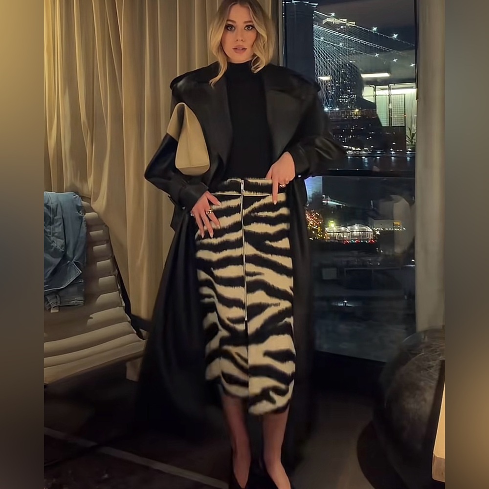 H&M ZEBRA PRINT ZIP-FRONT SKIRT - Picture 7 of 12